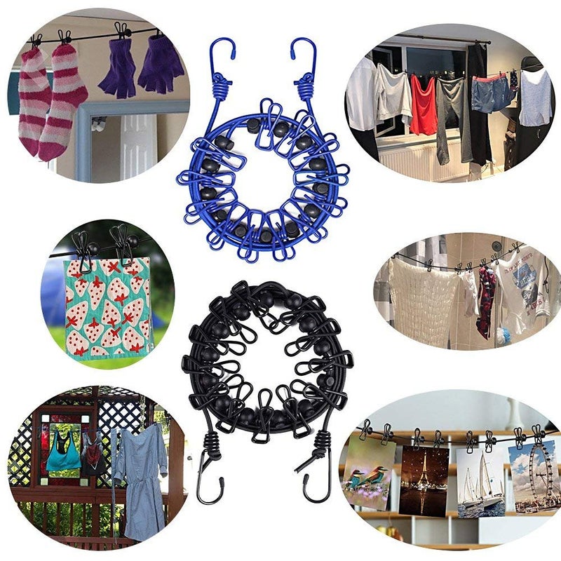 Vshinic Portablel Clothesline Retractable Clothesline,Clothesline Outdoor & Indoor Laundry Line Windproof Washing Line with Anti-Skid 12pcs Clothespins Black - Image 5